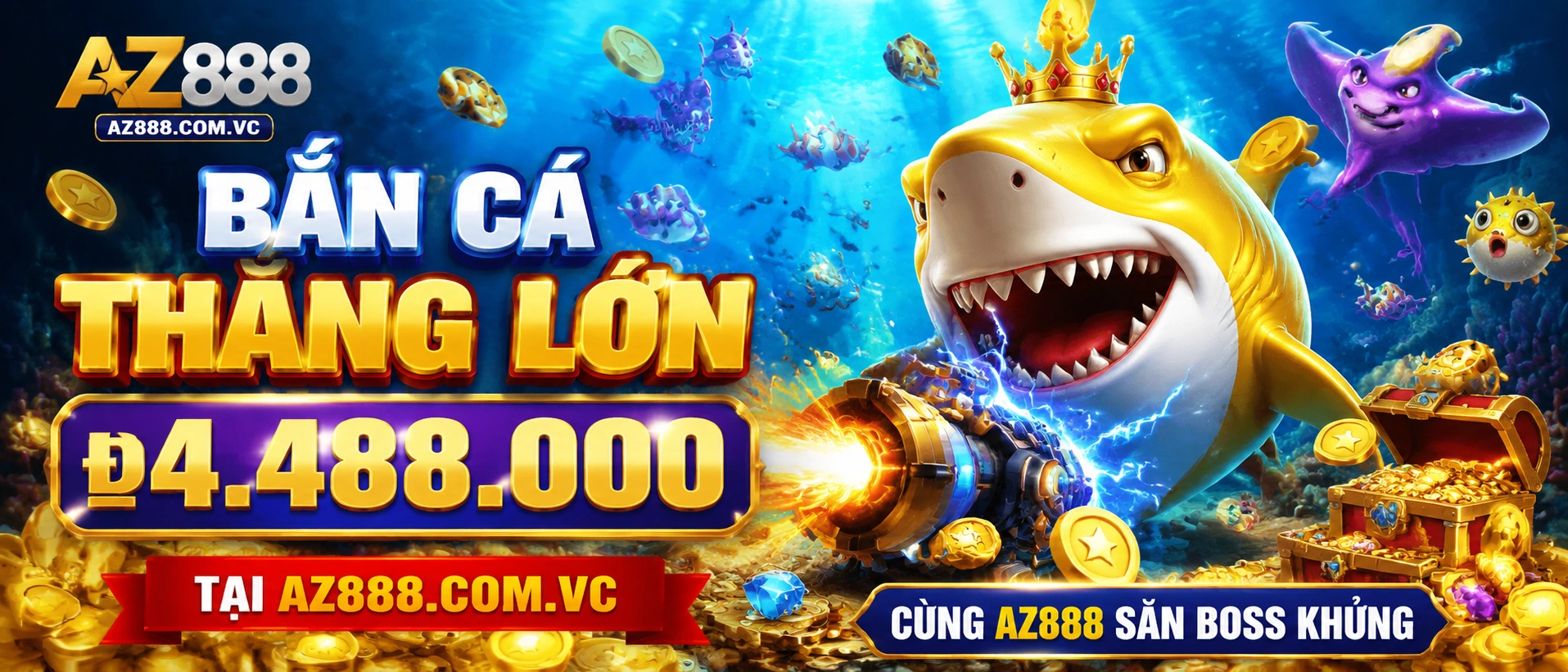 Bắn Cá Sea Hunter với phong cách arcade và hiệu ứng bắn cá rõ nét