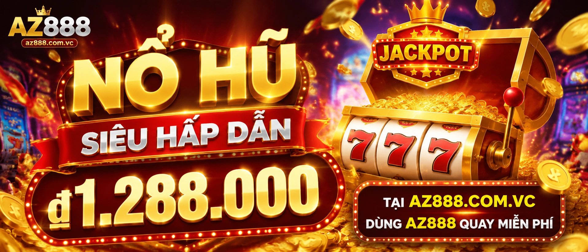 Khu Nổ Hũ lễ hội AZ888 với giao diện tông xanh tím và điểm nhấn vàng
