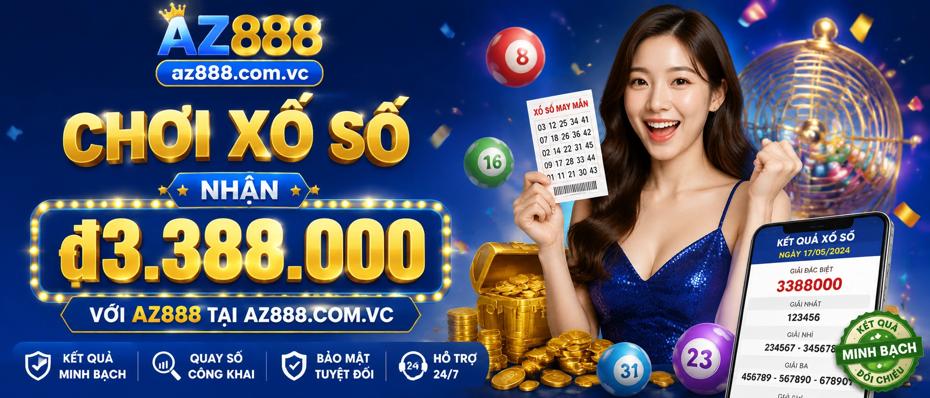 Hình minh họa khu vực xổ số XSMB XSMN XSMT trên az888